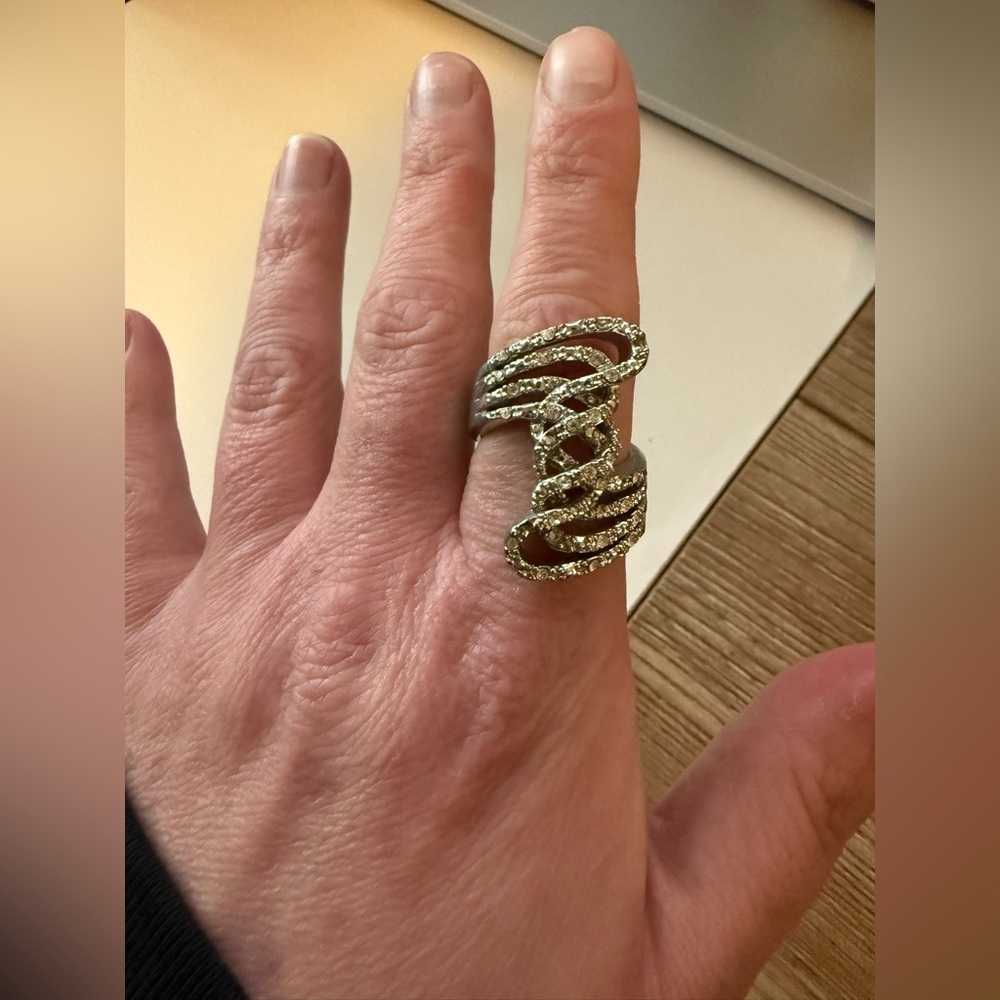 Sparkling Silver Statement Ring